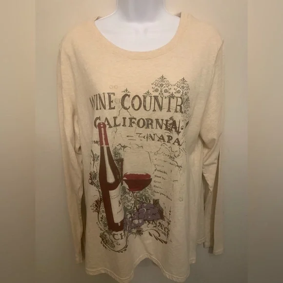 Wine-Theme Long Sleeve T-Shirt Lot of 2 Size XL - Picture 3 of 14